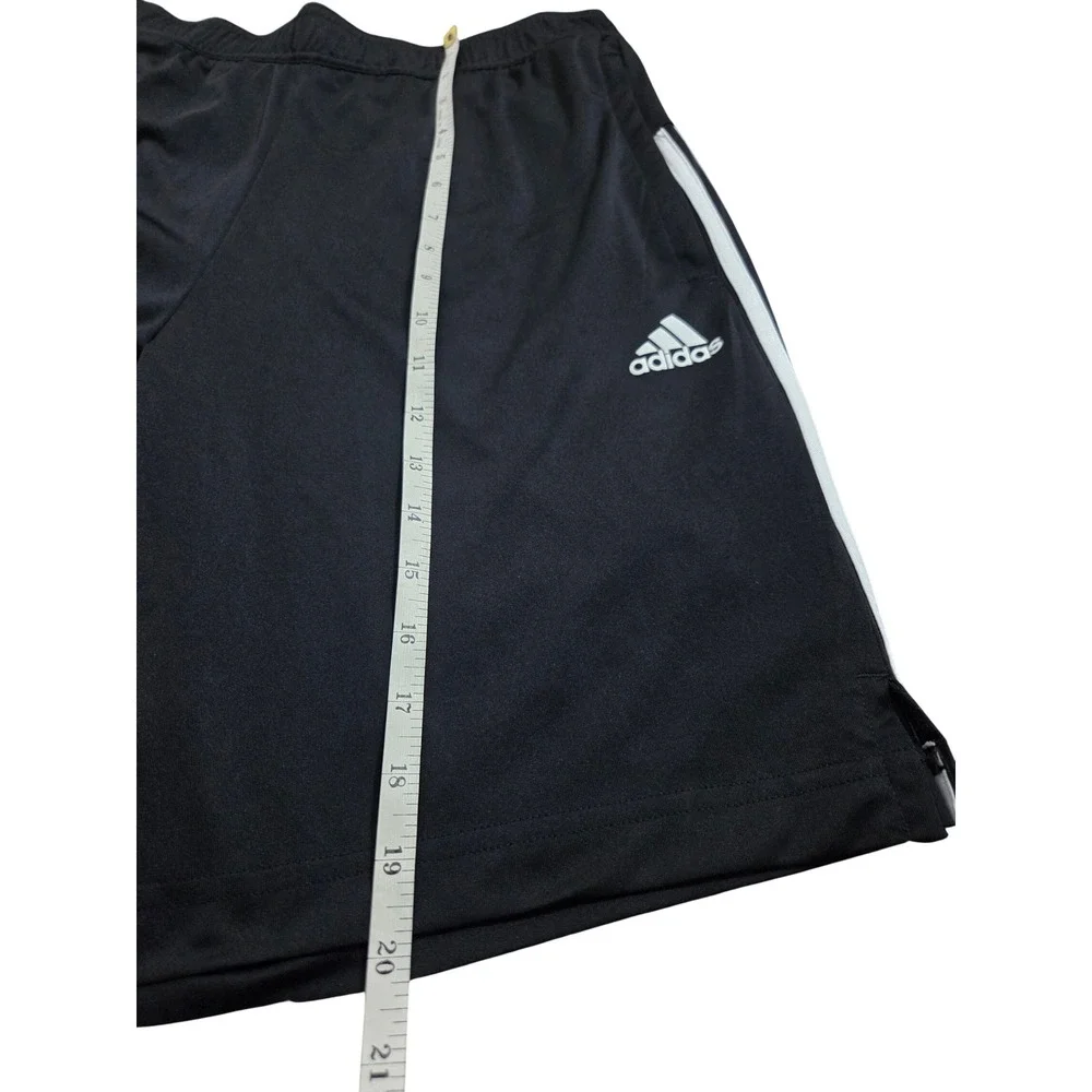 Adidas Mens Soccer Shorts Black White 3-Stripe Athletic Training Pockets Size M